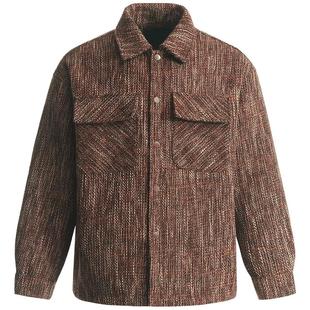 CHINISM丨粗花呢衬衫式棉服男冬季复古格纹加厚外套/CXHA43C2033