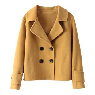 2025新羊绒大衣女短款宽松小个子西装风双面羊毛呢子高端休闲外套