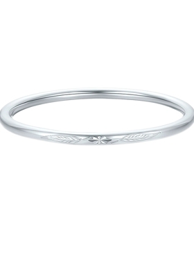 周六福柳叶手镯999足银闭口福云镯子优雅气质本命年礼物