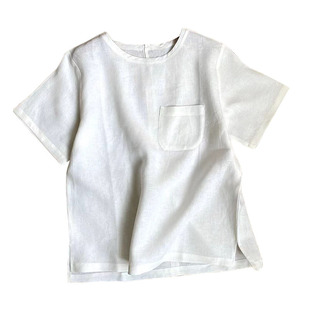 我听见风 法式简约百搭基础款纯亚麻短袖100%linen全麻简约T恤