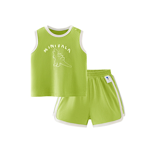 迷你巴拉巴拉短袖套装男女童宝宝篮球套婴儿衣服背心短裤夏季新款