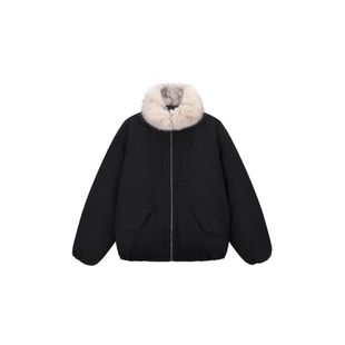 Bclz仿毛座山雕毛领国标90鸭绒羽绒服高领保暖宽松90%绒子含量