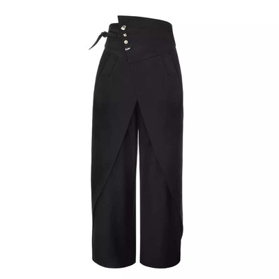 山谷少年高腰不规则花苞阔腿长裤