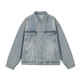 有志者UZIS美式牛仔外套男复古水洗做旧宽松运动休闲秋冬夹克青秀