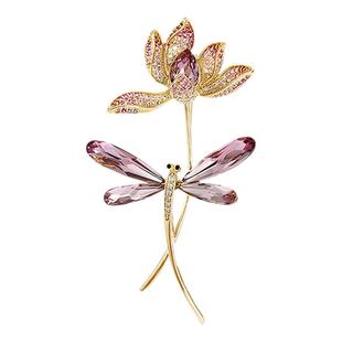 高端蜻蜓荷花胸针女高档奢华气质别针轻奢高级感时尚胸花西装配饰