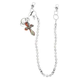 DFDG手作复古白骷髅做旧串珠裤链小众嘻哈十字架腰链穿搭挂饰