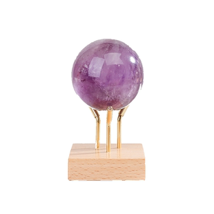 水晶球型展示架矿物晶体奇石头圆形摆件底座样板标本胡桃实木支架