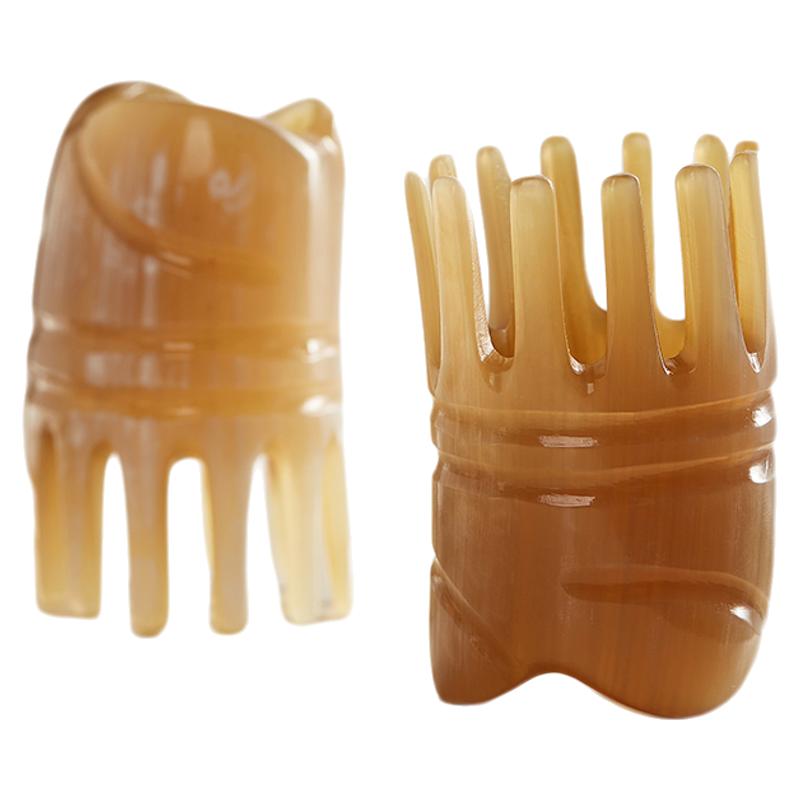 康浦天然正品牛角圆筒头疗按摩梳子刮头皮经络梳头部洗头家用养生