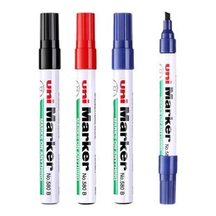 日本uni三菱580B记号笔黑色油性斜头大头笔方头绘画涂鸦笔彩色快干不易掉色划重点标记笔 马克笔