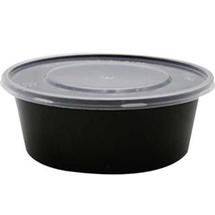 加厚圆形黑色一次性打包盒 碗便当盒外卖快餐盒汤碗pp塑料盒带盖