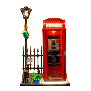 BrickBling适用乐高积木灯饰21347伦敦红色电话亭LED灯光组展示盒