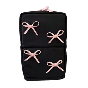 6个分区超大容量!可爱蝴蝶结立式化妆包大容量防水旅行外出便携式