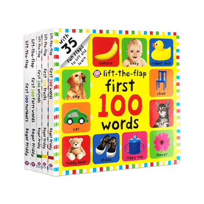 First 100大开本纸板翻翻书 幼儿图解词典启蒙认知100词 Farm Words/Numbers/Animals 3册4册5册合售 Lift-the-Flap 英文原版早教