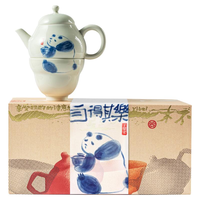 小梨壶折腰杯熊猫一壶一杯套装