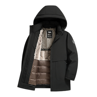 康博羽绒服男可拆卸内胆含羊毛冬季新款商务休闲中年爸爸保暖外套