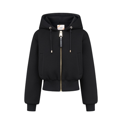 艾莱依卫衣式羽绒服女冬季时尚新款短款时尚休闲鸭绒连帽韩版外套