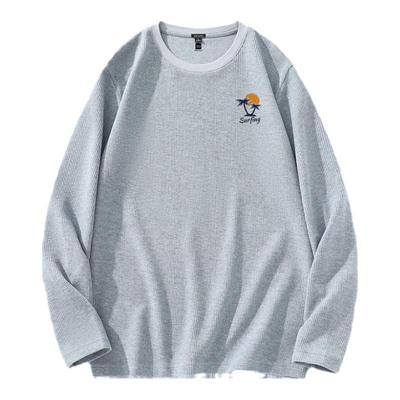 GV真维斯重磅华夫格长袖t恤男春秋新款男士宽松休闲圆领打底衫B