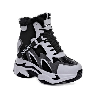 爆款运动高帮鞋女内增高ins潮2025新款秋冬加绒加厚老爹鞋棉鞋子