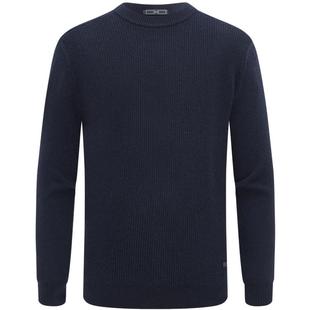 EMZ鄂尔多斯【羊毛羊绒】抑菌抗静电老钱风圆领加厚针织衫毛衣男