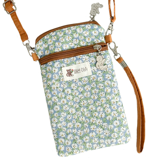 小春日和 斜挎手机包女竖款拉链小包包女棉布手拎包手机保护袋子