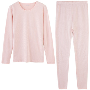 顶瓜瓜纯棉彩棉保暖内衣套装情侣女中厚棉毛衫秋衣裤半高领顶呱呱