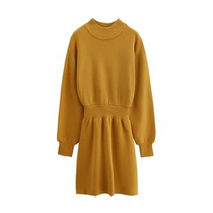 SLY 冬季新品优雅淑女高领收腰针织短款连衣裙030FAZ73-5460