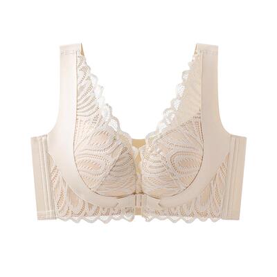 性感前扣蕾丝背心式聚拢文胸薄款