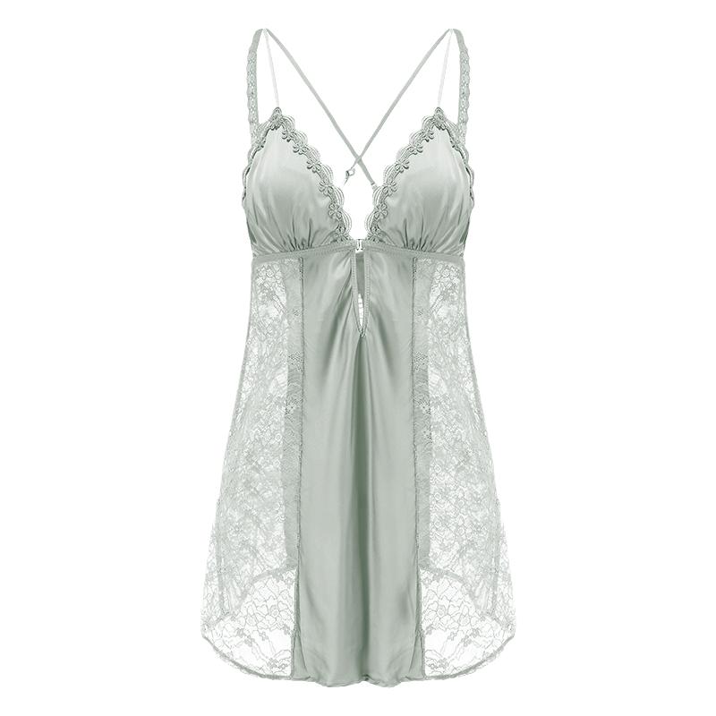 今夕何夕性感睡衣女夏季新款冰丝2025带胸垫纯欲风吊带睡裙女款春