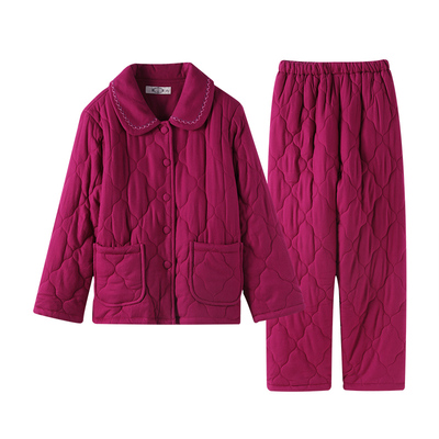 美标女士三层加厚夹棉保暖睡衣