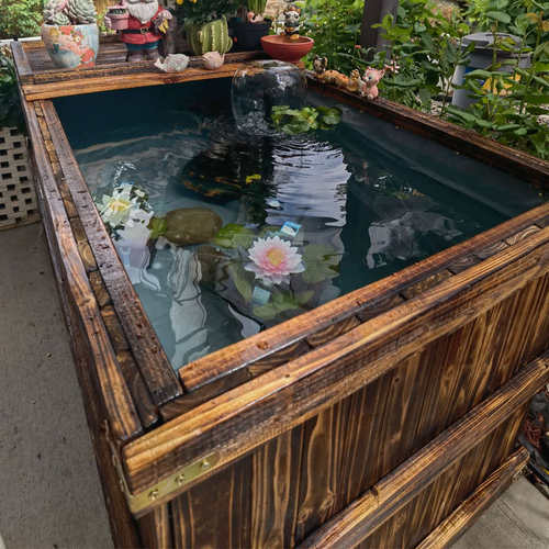 防腐实木帆布防水布鱼池锦鲤专用地缸箱户外阳台饭店游泳移动造景