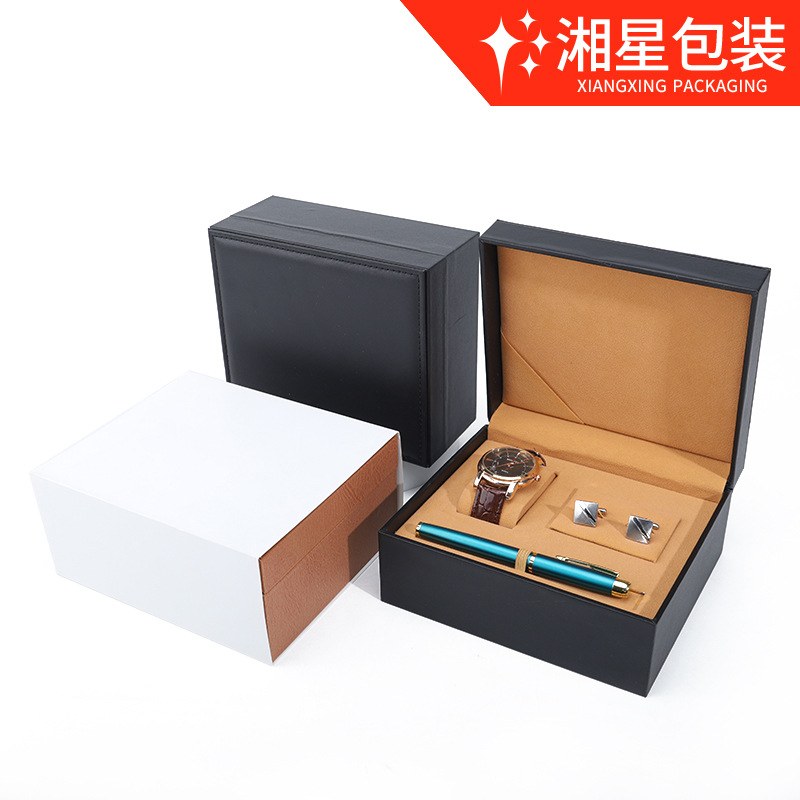 22大象纹手表盒首饰手表机械收纳盒手表套装盒礼盒翻盖包装盒PU手