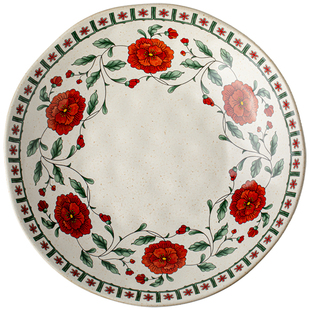 芦苇〖颜值担当〗9.5英寸不规则陶瓷深盘家用菜盘复古沙拉盘大号