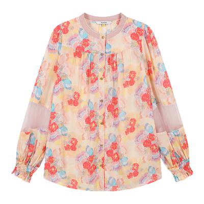 tanni梦幻玫瑰印花复古通勤衬衫