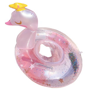 加厚亮片粉色皇冠天鹅儿童泳圈 充气腋下圈女童女士游泳拍照神器