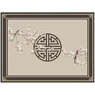 新中式家用入户门地垫客厅地毯进门走廊脚垫可裁剪防滑中国风门垫