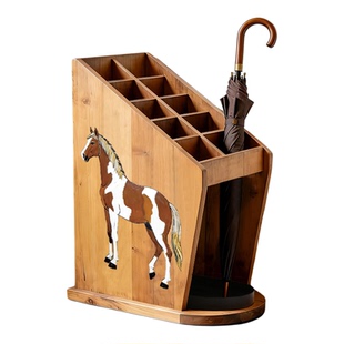 马年限定实木雨伞桶商用酒店雨伞架曹喜欢创意设计感雨伞收纳桶