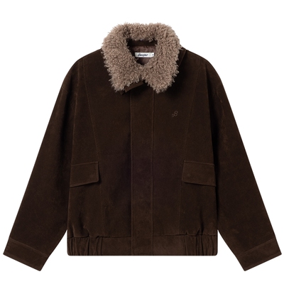 BEASTER仿麂皮绒可拆卸毛领夹克