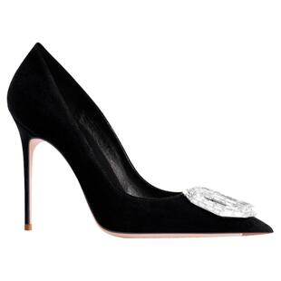 hltino2025新款设计感小众黑色尖头高跟鞋女细跟法式水钻单鞋子夏