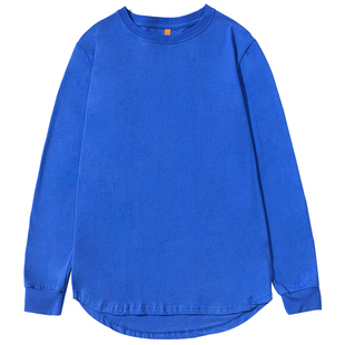 高街前短后长叠穿黑色加长款卫衣打底衫内搭纯棉男女宽松长袖T恤