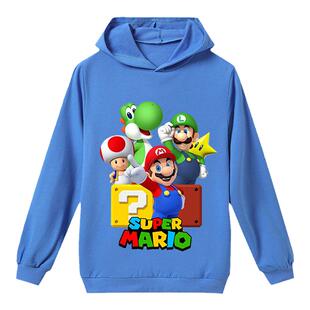 super mario超级玛丽卡通印花图案儿童卫衣帽衫童装