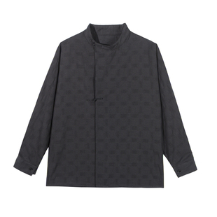 本相织物原创日系简约小立领盘扣衬衣宽松棉麻暗黑镂空设计感衬衫