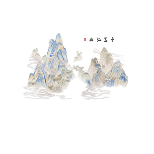 独绣刺绣无缝壁布山水千里江山客厅电视沙发背景墙布新中式独秀