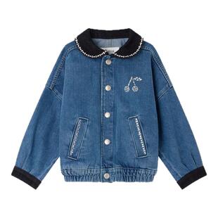 【新品】Bonpoint2026春夏女大童樱桃图案亮片牛仔外套小樱桃童装