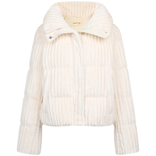 宝姿PORTSPURE女装冬季翻领条绒肌理感羽绒服