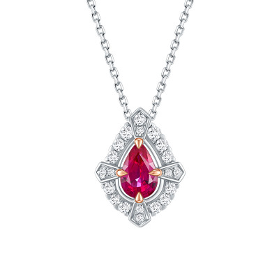 enzo18K金红宝石钻石项链