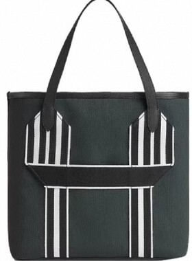 9.9新Hermes/爱马仕Pursangle帆布拼牛皮卢梭绿拼色中号手提包