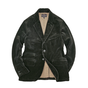 西里布美式经典款复古黑色灯芯绒西服重磅条绒休闲西装外套非rrl