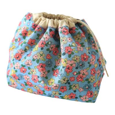 布奏手工碎花棉麻化妆包抽绳