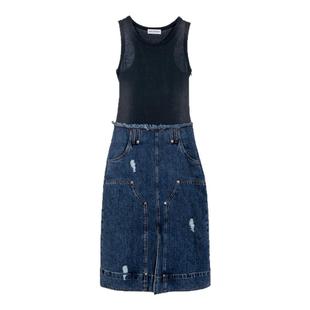 SHORT SENTENCE /短句女士背心式牛仔拼接连衣裙银泰百货301574