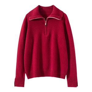 就是这么好看！秋冬半拉链大翻领100%山羊绒衫女加厚宽松针织毛衣